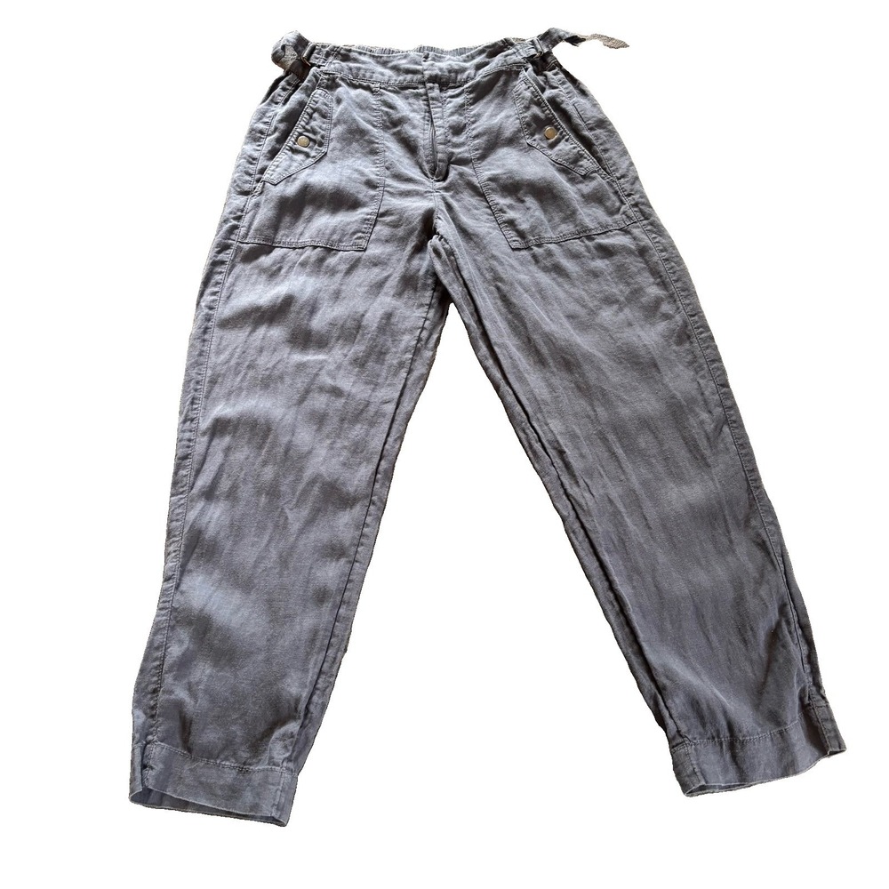 Athleta 100% Linen Pants Womens 4 Small Tapered Coastal Athleisure Pockets